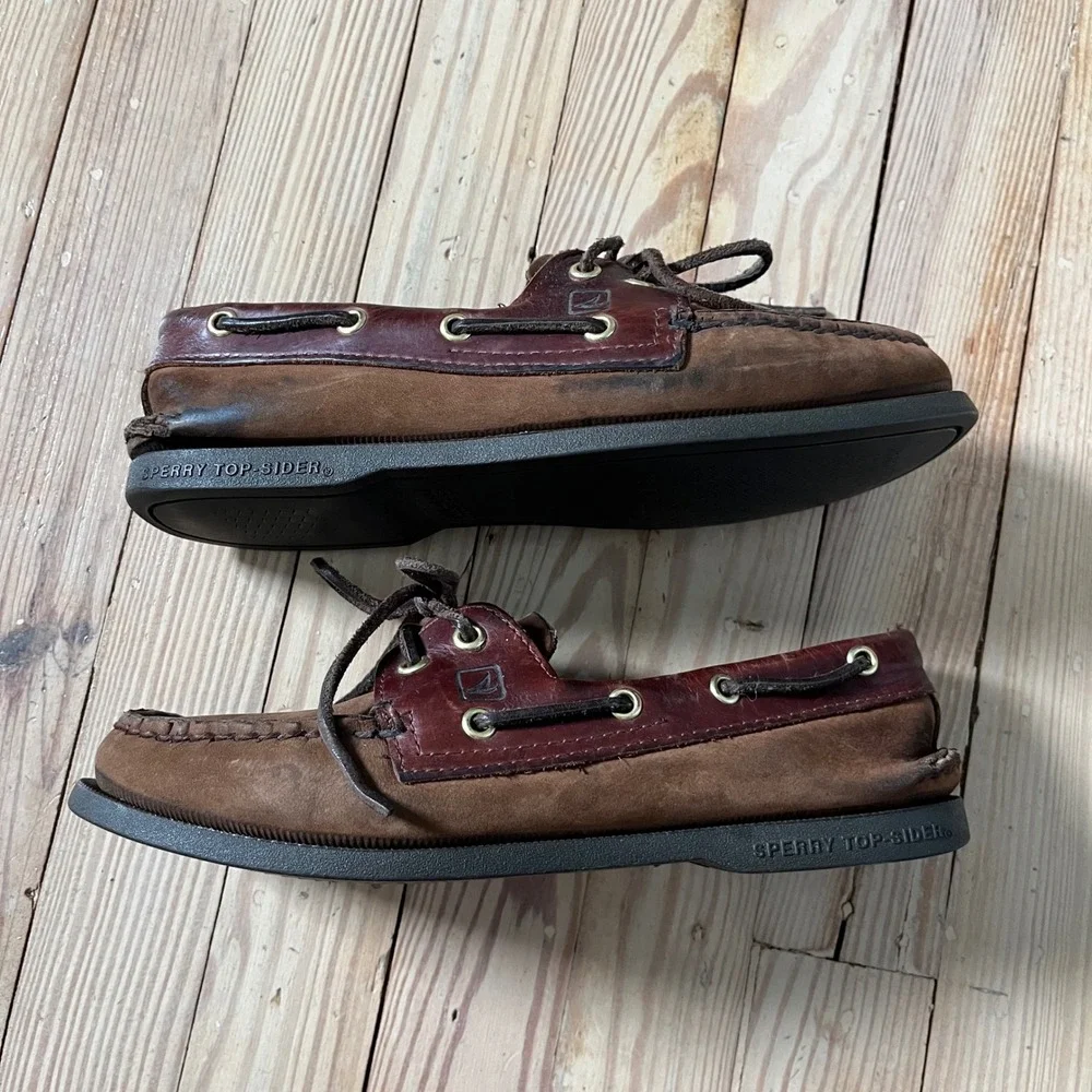 Sperry Top-Sider Boat Shoes Mens 8M Brown Leather Authentic Original 0195412